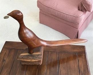 Wooden bird statue