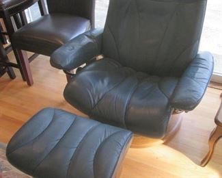 Blue Aqua Leather chair & ottoman $95.