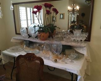 Large Mirror; Crystal; China; Glassware