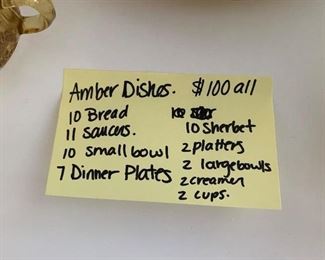 Photo Inv #57 -  Amber Dishes $100