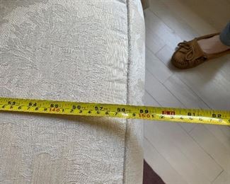 Photo Inv #22 Ivory Damask Settee - $140 - Length Measurement