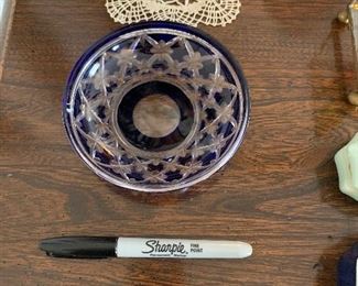 Photo Inv #485 - Cut to Clear Small Blue Bowl - $8