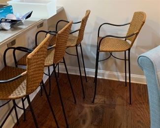 Rattan/Wrought Iron Counter-height Barstools ===> $45 each OR $160 for set of four (4)