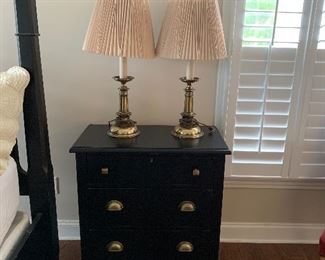 Country Living by LANE Bedroom Suite ===> $1,500 includes Country Living by LANE Queed Bed, Dresser & 2 nightstands                                                                              VTG Brass Table Lamp ===> $45 each OR $80 for both