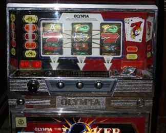 Olympia Slot Machine. Works and has Key!