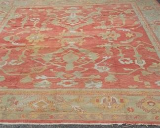 Antique 10.6' X 10.7' Turkish Oushak --Unusual Size,  good condition for this age rug, with light muted vegetable dye colors.    Very Hard to find today.  