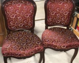 Pair of 19th c carved fruitwood chairs.   $50