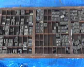 Antique print cabinet drawer with steel print $75