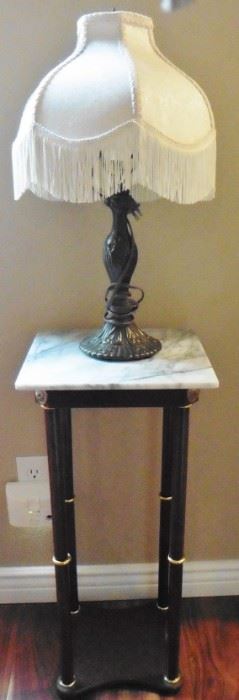 Marble top side table. Lamp sold