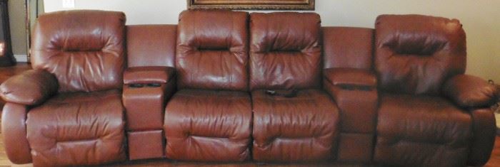 Four seat leather power reclining home theater group.  Very good working condition. $950