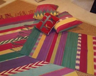 100% Wool Hand Woven Mexican Rugs with 2 Matching  Pillows 
4'x6' Rug $200  - 5'x2'6" Rug $185  
Pillows $40 each                                                                         