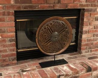  Carved Wheel on Cast Iron Stand $65                                                                            