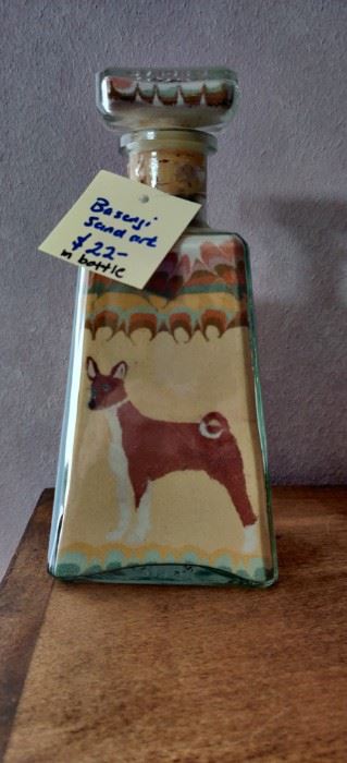 Sand art Basenji dog approx 12"