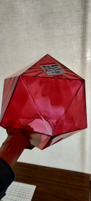 large geodesic MCM pink glass globe. very unique approx 9.5 inches