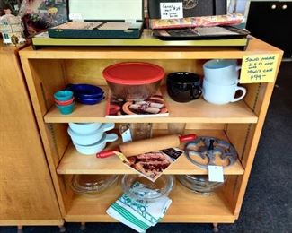 MCM maple adjust able shelves with great vintage legs, items on shelf not included