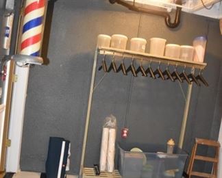 Barber Pole (missing one lower cap), Tupperware, Metal Coat Rack