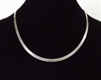 .925 Sterling Silver Wider Herring Bone Necklace
