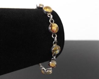 .925 Sterling Silver Encased Flower Buds Bracelet
