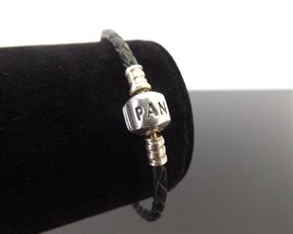 .925 Sterling Silver PANDORA Black Leather Rope Bracelet
