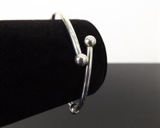 .925 Sterling Silver Open Cuff Slide Charm Bracelet
