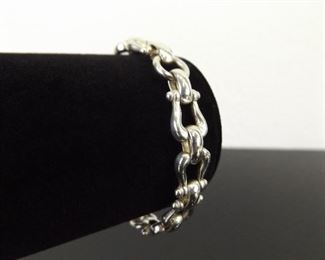.925 Sterling Silver Heavy Horseshoe Buckle Bracelet
