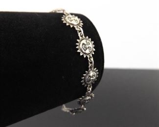 .925 Sterling Silver Sunny Face Link Bracelet
