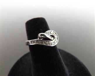 .925 Sterling Silver Crystal Infinity Ring Size 5
