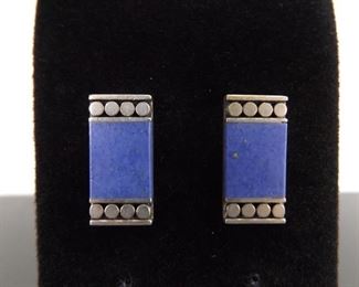 .925 Sterling Silver Inlayed Lapis Post Earrings
