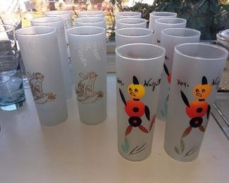 Vintage "Wait For Me" Glass Tumblers" - Please Text 201-639-4811 For Individual Pricing