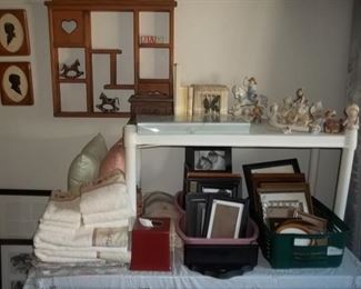bedding, frames, and knick knacks