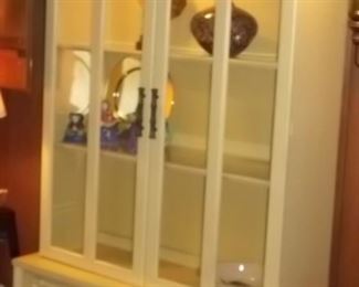 vintage bamboo style china cabinet