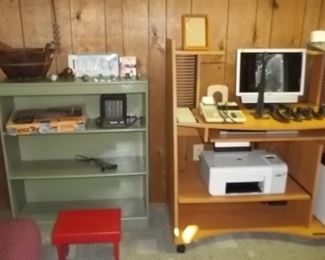 office cabinet and computer desk, printer