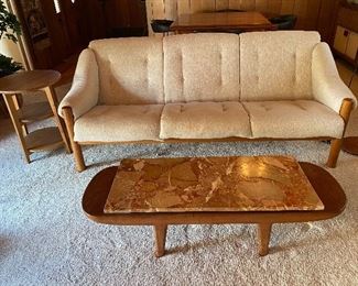 Domino Mobler Danish modern sofa and custom made teak and marble coffee table
