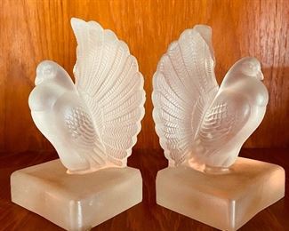 Crystal bird bookends
