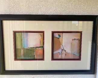 Modern water colors in large double frame