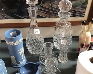 Waterford candle holders and decanters are sold