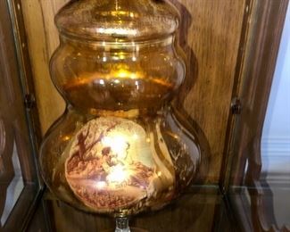 art glass compote with lid