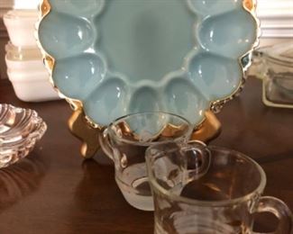 1950 s blue milkglass egg plate
