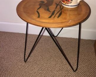 metal stand with hand painted tray