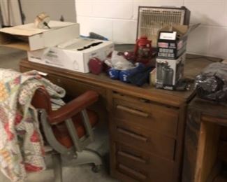 deco style desk, metal office chair from the 40’s or 50’s