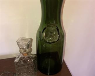 Large need green wine bottle vase, has no markings