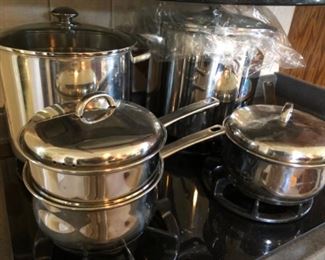 chefs mark flat bottom cook ware.  Most pieces have never been used.  Made for convection cook top