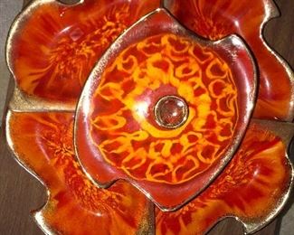 top view of USA pottery lazy susan 