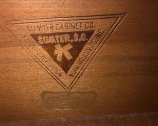 Sumter Cabinet Co,  SC FURNITURE, BEDSIDE TABLE AND CUSTOM DRAPES, MATCHING CHEST SEAT PAD AND BEDSPREAD