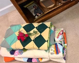 selection of handmade quilts