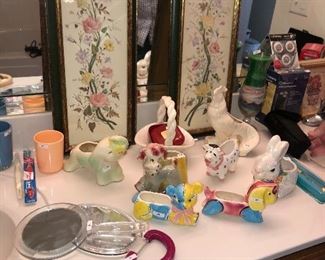 vintage pottery and prints