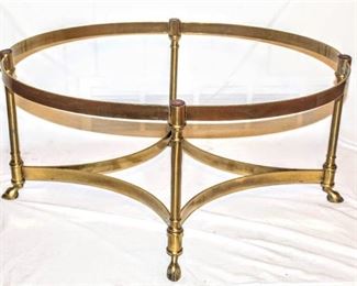 Vintage Classic Labarge Brass Oval Coffee Table Base with Hoof Footing (missing glass top)