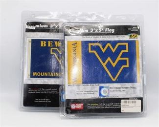 Set of 2 West Virginia University Mountaineers 3' x 5' Flags - 2 different designs - Both are New in Package