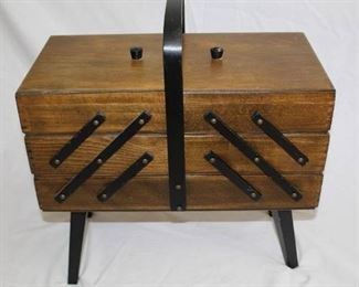 Vintage Wooden Accordion Sewing Box