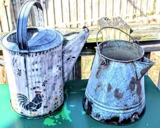 2 Vintage Tin Watering Cans